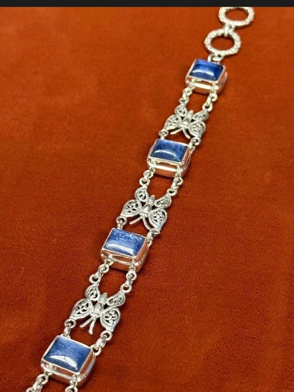 Sterling Silver Bali Legacy 21.75 CTW Himalayan Kyanite Butterfly Bracelet - Picture 3 of 5